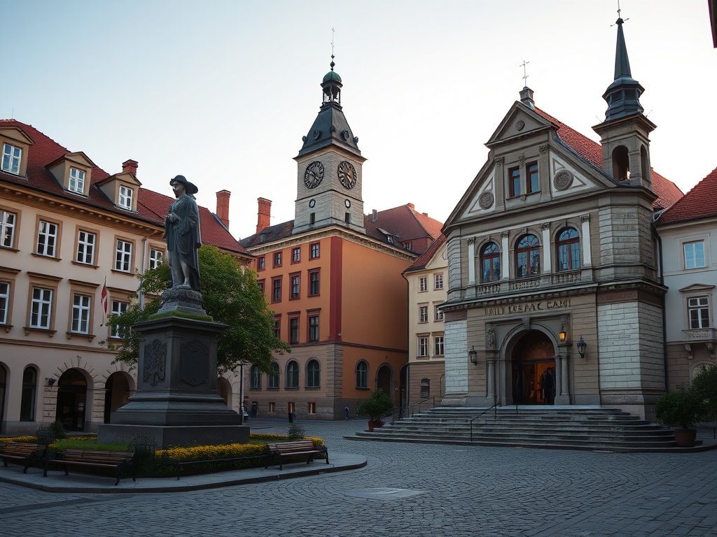 Widok na Bazylikę Mniejszą pw. Świętej Trójcy w Chełmży z wieżą górującą nad miastem.